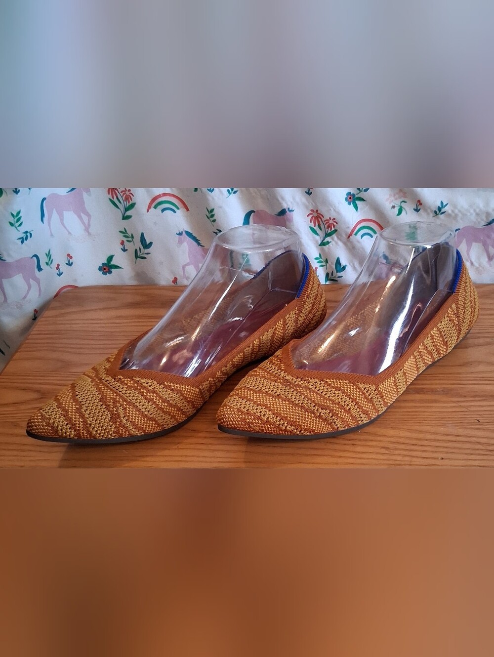 EUC RARE Rothy's The Point Golden Zebra Casual Comfy Everyday Flat Shoe SZ 8.5